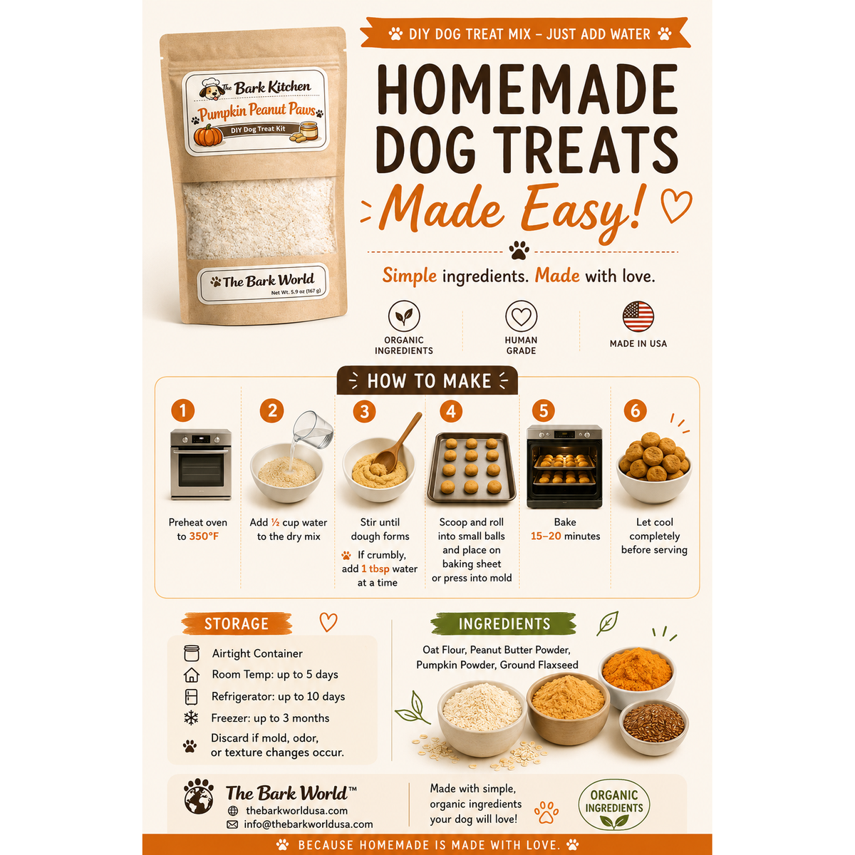 Pumpkin Peanut Paws - The Bark World DIY Dog Treat Mix